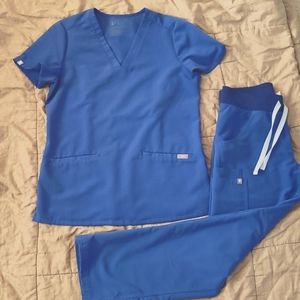 Denim color figs scrubs set